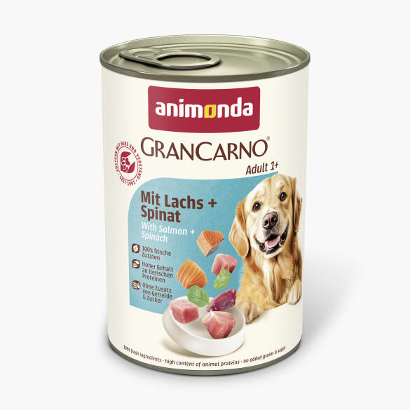 400г Консервы Animonda Gran Carno Adult для взрослых собак с Лососем и Шпинатом