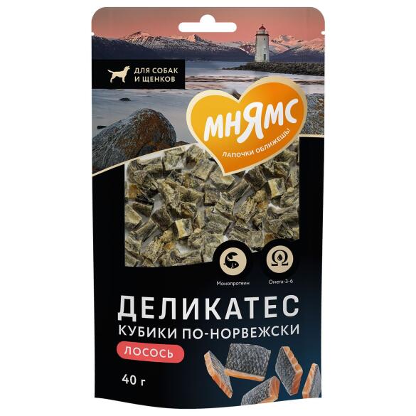 40г Лакомство Мнямс Деликатес для собак "Кубики по-норвежски"