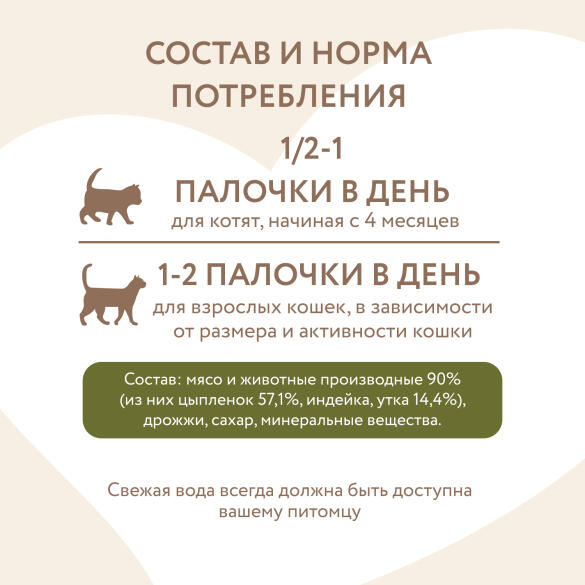 5г*3шт Лакомство Мнямс для кошек Лакомые палочки из Цыпленка и Утки