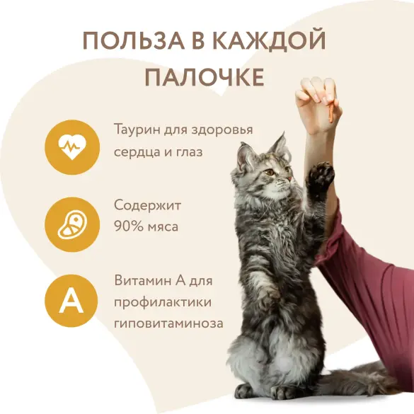 5г*3шт Лакомство Мнямс для кошек Лакомые палочки из Цыпленка и Печени