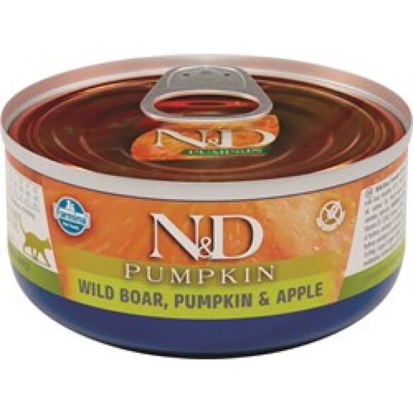 70гр Консервы Farmina N&D Cat Boar, Pumpkin & Apple беззерновые для взрослых кошек с тыквой, с Диким кабаном и яблоком