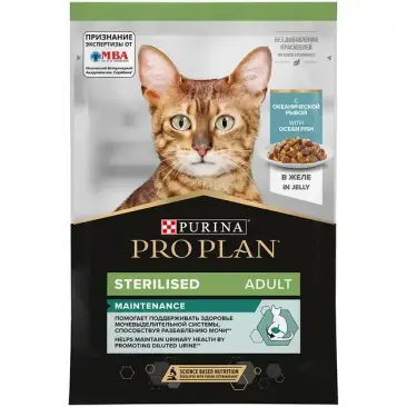 85гр Корм для стерилизованных кошек PRO PLAN Nutrisavour с Рыбой в желе