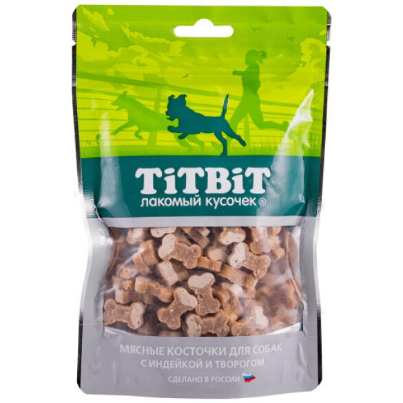 Лакомства TiTBiT 90гр для собак Косточки мясные индейка с творогом
