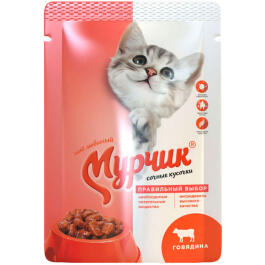 75гр Корм для кошек "Мурчик" с говядиной в соусе