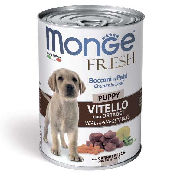400гр Консервы Monge Dog FRESH Puppy Veal/vegetables для щенков, паштет из Телятины с овощами