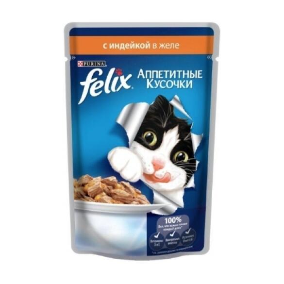 85гр Корм для кошек FELIX с Индейкой