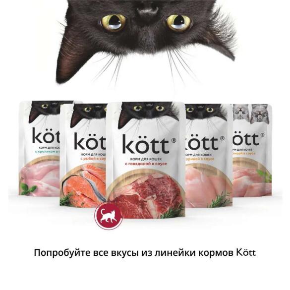 75гр Корм для кошек ТМ "Kott"  с Говядиной в соусе