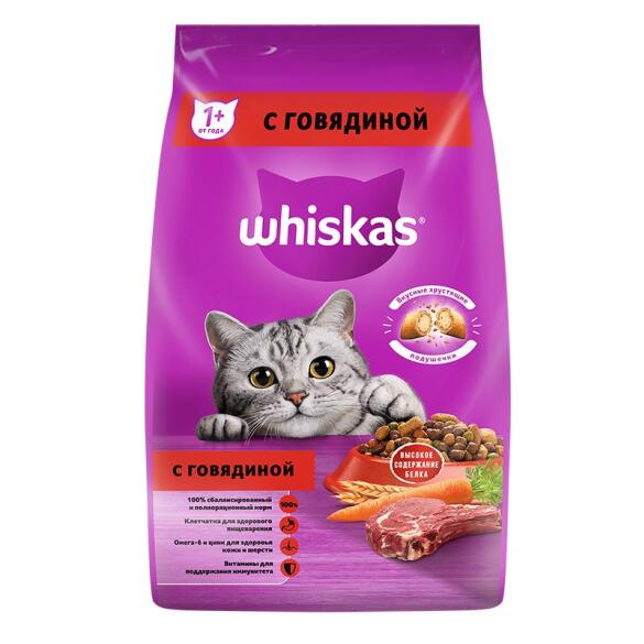 350гр Корм WHISKAS для кошек паштет Говядина