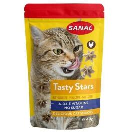 40гр Лакомство SANAL Tasty Stars для котов, звездочки со вкусом птицы