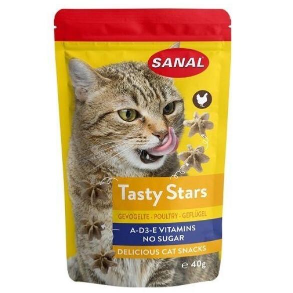 40гр Лакомство SANAL Tasty Stars для котов, звездочки со вкусом птицы