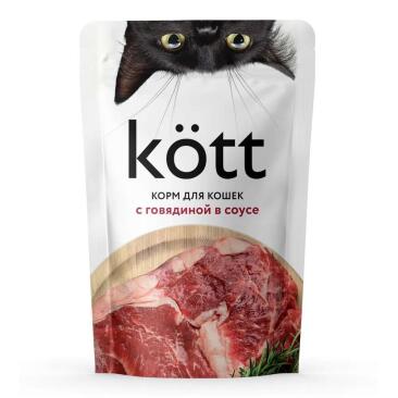 75гр Корм для кошек ТМ "Kott"  с Говядиной в соусе