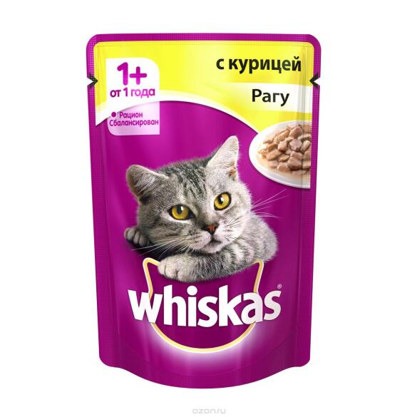 75гр Корм для кошек WHISKAS рагу с Курицей