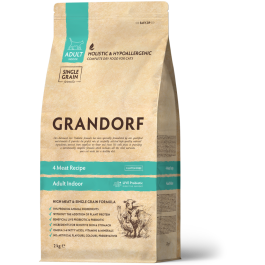 2кг Корм GRANDORF CAT 4 Meat PROBIOTIC INDOOR низкозерновой для кошек с пробиотиками и 4 вида мяса