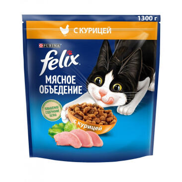 1,3кг Корм для кошек Felix Мясное объедение, Курица