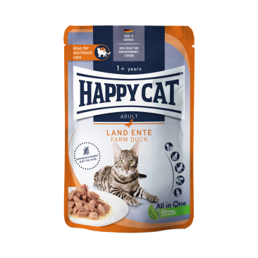 85гр Корм влажный HAPPY CAT Culinary Meat in Sauce LandEnte для кошек с Уткой