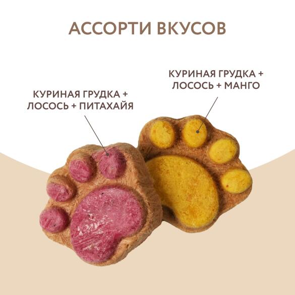 4гр Лакомство Мнямс "Фросты" для собак и щенков с 4 месяцев с Лососем, Манго+питахайя, 1шт