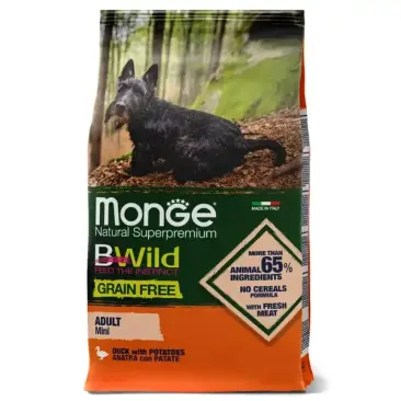 Корм в развес Monge Dog BWild Grain Free Mini Adult Duck/Potatoes беззерновой для взрослых собак мелких пород с Уткой и картофелем, 1 кг