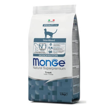 Корм в развес Monge Cat Monoprotein Sterilized Trout Монопротеиновый для стерилизованных кошек с Форелью, 1кг