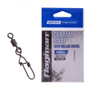 Фидерная застежка с вертлюжком  FLAGMAN German snap L 7шт