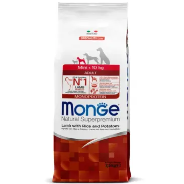 7,5кг Корм Monge Dog Monoprotein Mini Adult Lamb/Rice для взрослых собак мелких пород c Ягненком и рисом