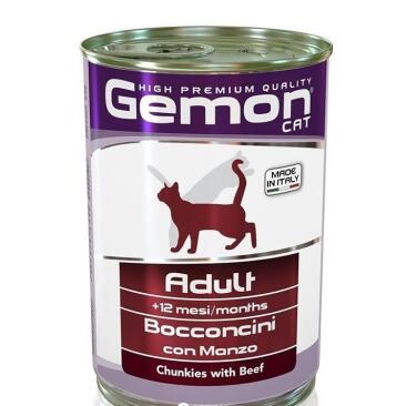 415гр Gemon Cat Adult Beef Консерв. корм для кошек, кусочки с говядиной
