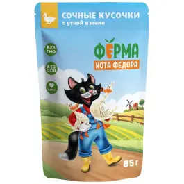 85гр Влажный корм Мнямс "Ферма кота Фёдора" для кошек в желе с уткой