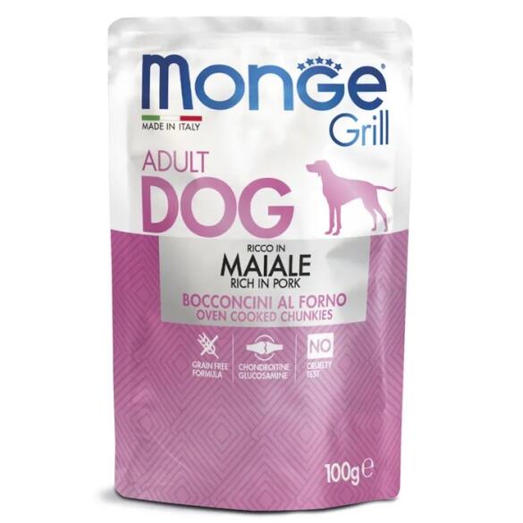 100гр Влажный корм Monge Dog GRILL Adult Pork для собак с кусочками Свинины (пауч)