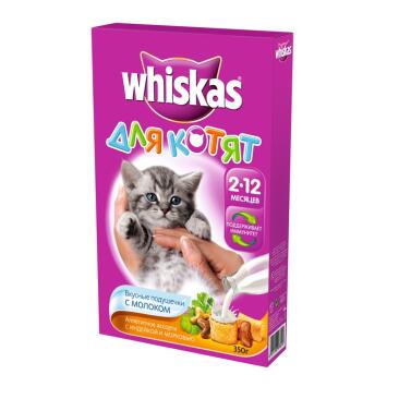 350гр Корм WHISKAS для котят подушечки Ассорти Индейка/Морковь