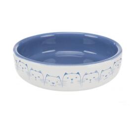 Миска TRIXIE керамическая для плоскомордых кошек 0,3л 15см голубая/белая