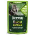 85гр Влажный корм Monge Cat BWild Grain Free Sterilised Boar/vegetables беззерновой для стерилизованных кошек с Кабаном и овощами (пауч)