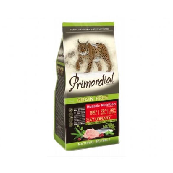 6кг Корм Primordial Holistic Grain-Free Cat Urinary Turkey & Herring для взрослых кошек - профилактика мочекаменной болезни с Индейкой и сельдью