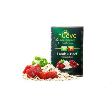 400г Kонсервы NUEVO Lamb & Beef with oat flakes Senior с Ягненком, говядиной и овсяными хлопьями