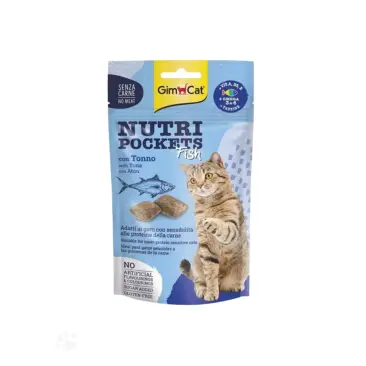 60гр Лакомство GimCat Nutri Pockets для кошек с тунцом (без мясных ингридиентов)