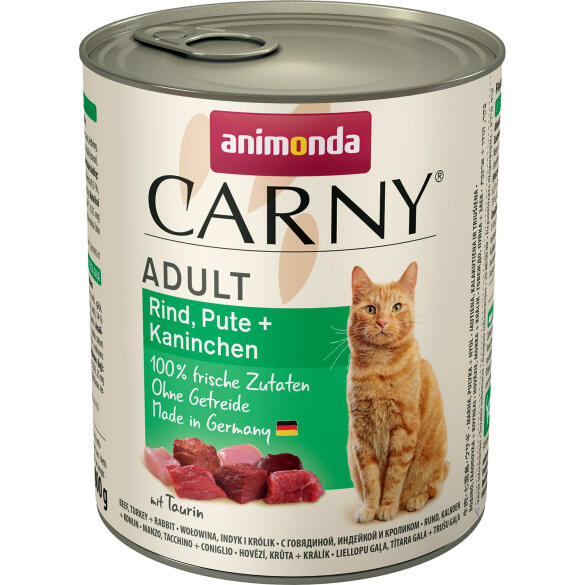 200гр Консервы Animonda Carny Adult для взрослых кошек с Говядиной, индейкой и кроликом, паштет