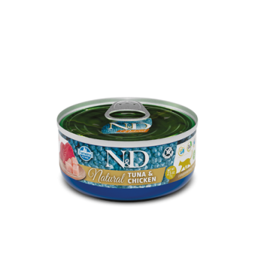 70гр Консервы Farmina N&D Cat NATURAL TUNA & Chicken для кошек с Тунцом и курицей