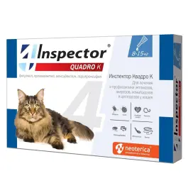 Inspector Quadro K капли от блох, клещей и глистов для кошек от 8 до 15кг, 1шт