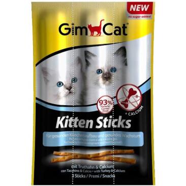 3шт Лакомые палочки GIMСАT для котят с Индейкой и Кальцием