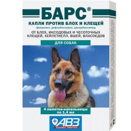 Капли на холку БАРС АВЗ от блох и клещей для собак, 1шт