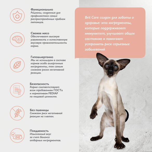 1,5кг Корм Brit Care Cat Sensitive Healthy Digestion для кошек, здоровое пищеварение, индейка с ягнёнком