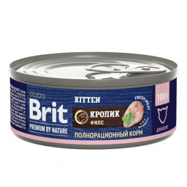 100гр Консервы Brit Premium by Nature для котят с мясом кролика
