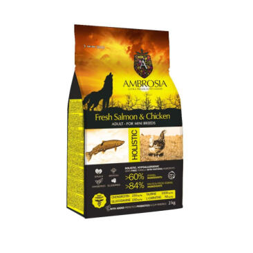 Корм в развес AMBROSIA GRAIN FREE для собак мелких пород, Лосось и курица, 1кг