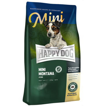 0,8кг Корм Happy Dog Sensible Mini Montana 24/12 для собак мелких пород с Кониной и картофелем