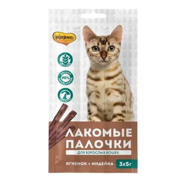 5гр*3шт Лакомство Мнямс "Лакомые палочки" для кошек с Индейкой и Ягненком