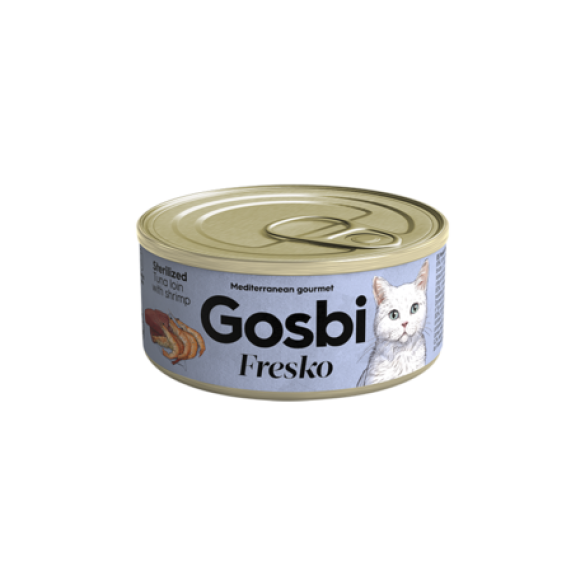 70гр Консервы Gosbi Fresko Sterilized для стерилизованных кошек, Тунец, креветки