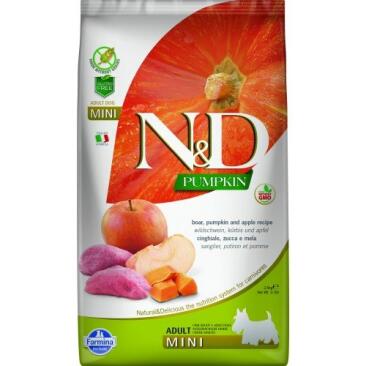 0,8кг Корм Farmina N&D Grain Free Pumpkin Dog Boar & Apple Adult Mini беззерновой для взрослых собак мелких пород с Диким кабаном, яблоками и тыквой