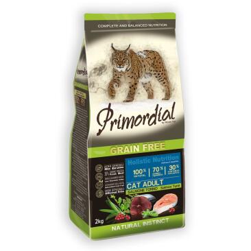 2кг Корм Primordial Holistic Grain-Free Cat Adult Salmon & Tuna для взрослых кошек с Лососем и тунцом