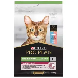 3кг Корм PRO PLAN Sterilised OptiSavour для стерилизованных котов с Треской и форелью