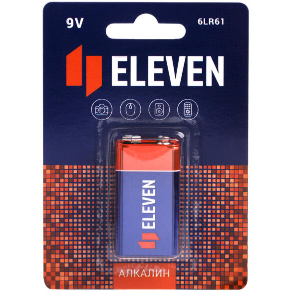 Батарейка Eleven (6LR61) Крона, алкалиновая, 1шт
