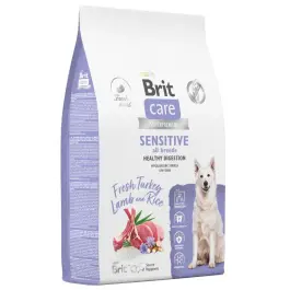 1,5кг Корм Brit Care Dog Adult Sensitive Healthy Digestion для собак всех пород здоровое пищеварение с индейкой и ягненком