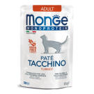 85гр Влажный корм Monge Cat Monoprotein Turkey беззерновой для взрослых кошек c Индейкой, паштет (пауч)